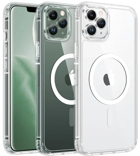 FNTCASE iPhone 11 Pro Kılıfı: Magsafe ile Uyumlu Şeffaf Manyetik Telefon Kılıfları, İnce, Sararmaya Karşı Dayanıklı, Askeri Sınıf Düşme Korumalı, Sağlam Şeffaf Koruyucu Cep Telefonu Kılıfı (A-Şeffaf) 