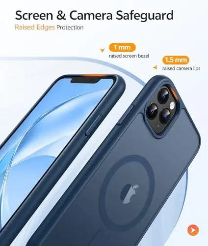 FNTCASE for iPhone 11 Pro Max Case, Fit for Magsafe, Translucent Matte Back | Magnetic Phone Cases, 14FT Military Grade Drop Protection, Slim Shockproof Protective Cover, Blue - 4