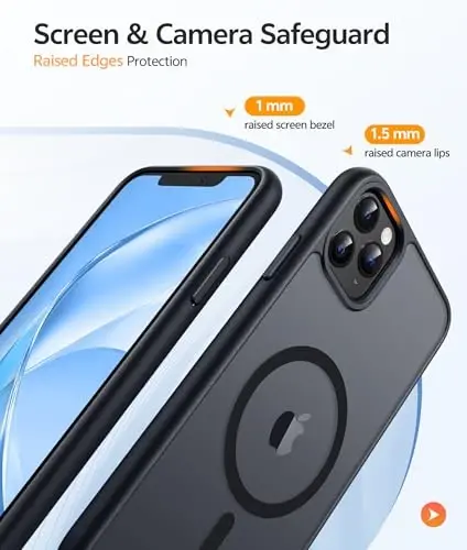 FNTCASE for iPhone 11 Pro Max Case, Fit for Magsafe, Translucent Matte Back | Magnetic Phone Cases, 14FT Military Grade Drop Protection, Slim Shockproof Protective Cover, Black - 4