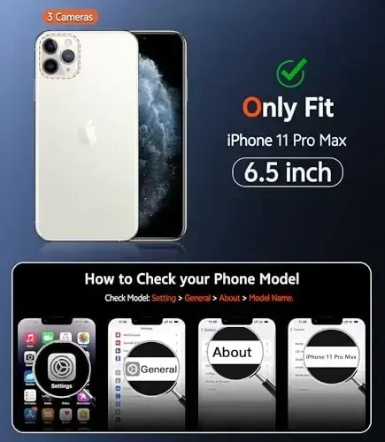 FNTCASE iPhone 11 Pro-Max uchun g'ilof: Shaffof kristall magnit sarg'ayishga qarshi g'ilof - himoya tomchidan himoya va zarbga chidamli shaffof telefon qopqog'i (A-Shaffof) - 2