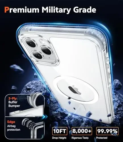 FNTCASE iPhone 11 Pro-Max uchun g'ilof: Shaffof kristall magnit sarg'ayishga qarshi g'ilof - himoya tomchidan himoya va zarbga chidamli shaffof telefon qopqog'i (A-Shaffof) - 6