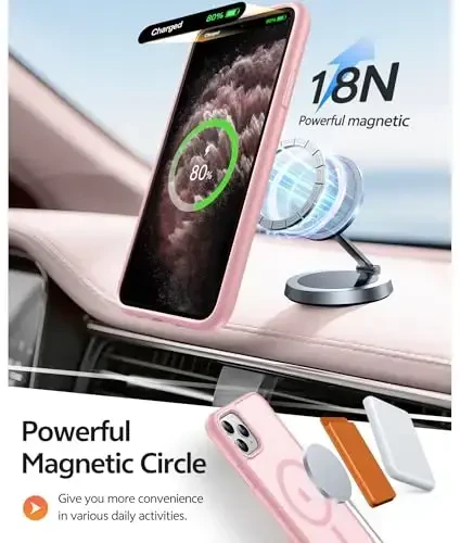 FNTCASE iPhone 11 Pro uchun g'ilof: Magnitli yarim shaffof mat harbiy darajadagi tushishdan himoya | Ingichka sirpanishga qarshi bardoshli zarbga chidamli iPhone 11Pro 2019 g'iloflari (5,8 dyuymli och pushti) - 3