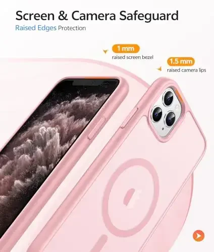 FNTCASE iPhone 11 Pro uchun g'ilof: Magnitli yarim shaffof mat harbiy darajadagi tushishdan himoya | Ingichka sirpanishga qarshi bardoshli zarbga chidamli iPhone 11Pro 2019 g'iloflari (5,8 dyuymli och pushti) - 4