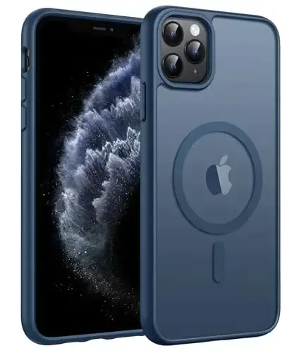 FNTCASE iPhone 11 Pro uchun g'ilof: Magnitli yarim shaffof mat harbiy darajadagi tushishdan himoya telefon qopqog'i | Ingichka sirpanishga qarshi bardoshli zarbga chidamli iPhone 11Pro 2019 g'iloflari (5,8 dyuymli ko'k) - 1