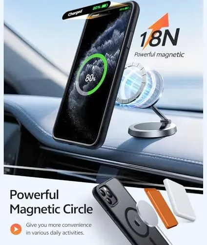 FNTCASE iPhone 11 Pro uchun g‘ilof: [Magsafe bilan mos] Yarim shaffof mat magnit telefon qopqog‘i - Harbiy darajadagi tushishdan himoya, zarbaga chidamli himoya iPhone 11Pro 2019 g‘iloflari - Qora - 3