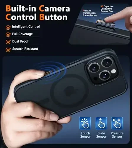 FNTCASE iPhone 11 uchun g'ilof: [Magsafe bilan mos] Yarim shaffof mat magnit telefon qopqog'i - Harbiy darajadagi zarbadan himoya zarbga chidamli himoya g'iloflari - Qora - 3