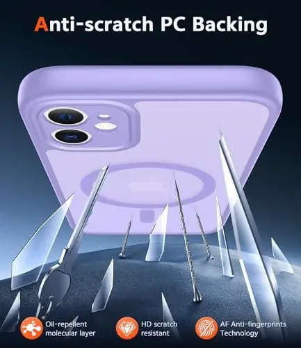 FNTCASE iPhone 11 uchun mat qop: Magsafe bilan mos keladigan magnit telefon qopqoqlari Yaxshi sarg'aymaydigan harbiy darajadagi tushishdan himoya Qattiq zarbga chidamli himoya yarim shaffof mobil qopqoq (C-Binafsha) - 5