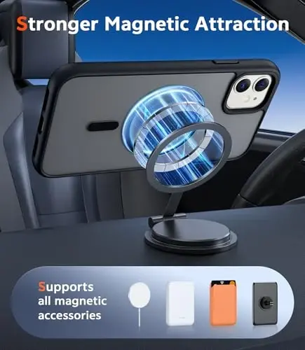 FNTCASE iPhone 11 uchun Mat qutisi: Magsafe bilan mos keladigan magnit telefon qutilari Yupqa sarg'ayishga qarshi harbiy darajadagi tushishdan himoya Rugged zarbga chidamli himoya yarim shaffof uyali qopqoq (C-qora) - 4