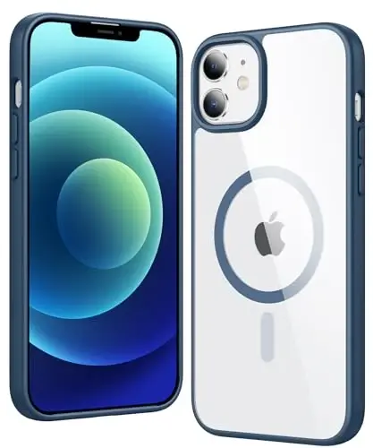 FNTCASE iPhone 12 Kılıf Şeffaf: iPhone 12 Pro Kılıf Magsafe Uyumlu Manyetik Telefon Kılıfları İnce Sararmaya Karşı Askeri Sınıf Düşme Korumalı Dayanıklı Koruyucu Şeffaf Kapak (B-Mavi) - 1