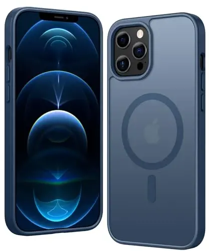 FNTCASE iPhone 12 Pro-Max Kılıf: Magsafe Uyumlu Mat Manyetik Telefon Kılıfları, İnce, Sararmaya Karşı Dayanıklı, Askeri Sınıf Düşme Korumalı, Sağlam Yarı Saydam Koruyucu Cep Telefonu Kılıfı (C-Mavi) 