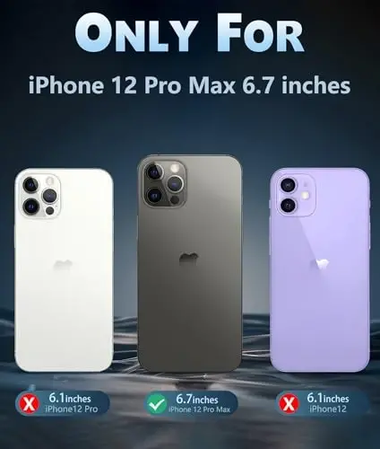 FNTCASE iPhone 12 Pro-Max uchun g'ilof: Kuchli magnit, sarg'aymaydigan ingichka shaffof g'ilof | Harbiy darajadagi himoya va zarbga chidamli mustahkam tushishdan himoya qiluvchi yupqa shaffof telefon qopqog'i (C-qora) 