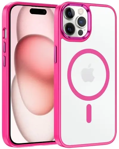 FNTCASE iPhone 12 Pro-Max uchun g'ilof: Magnitli mat teksturali harbiy darajadagi tushishdan himoya qiluvchi yarim shaffof mobil telefon qopqog'i - Ingichka, mustahkam, bardoshli zarbga chidamli himoya bamper g'iloflar - 1