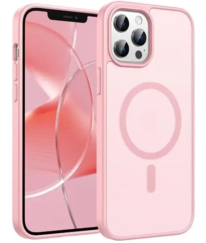 FNTCASE iPhone 12 Pro-Max uchun g'ilof: Magnitli matli teksturali harbiy darajadagi tushishdan himoya qiluvchi yarim shaffof telefon qopqog'i - Ingichka, mustahkam, chidamli zarbga chidamli himoya bumperli g'iloflar 