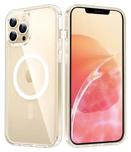 FNTCASE iPhone 12 Pro-Max uchun g'ilof: Magsafe bilan mos keladigan shaffof magnitli telefon g'iloflari Yengil sarg'ayishga qarshi harbiy darajadagi tushishdan himoya Qattiq himoya mobil telefon qopqog'i (D-shaffof) 