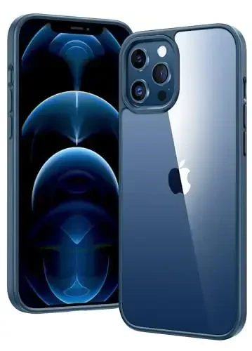 FNTCASE iPhone 12 Pro-Max uchun g'ilof: Magsafe bilan mos keladigan shaffof telefon g'iloflari, ingichka, sarg'ayishga qarshi, harbiy darajadagi tushishdan himoya, mustahkam zarbga chidamli shaffof telefon qopqog'i (D-ko'k) - FNTCASE