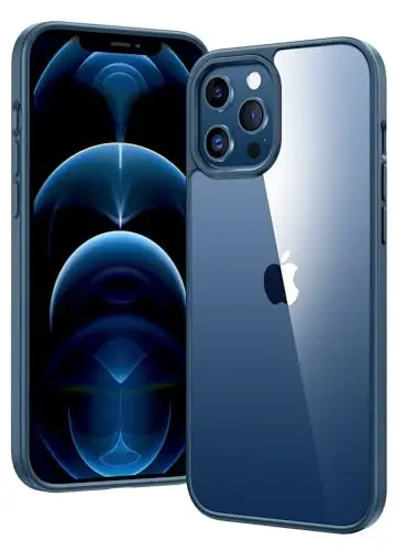 FNTCASE iPhone 12 Pro-Max uchun g'ilof: Magsafe bilan mos keladigan shaffof telefon g'iloflari, ingichka, sarg'ayishga qarshi, harbiy darajadagi tushishdan himoya, mustahkam zarbga chidamli shaffof telefon qopqog'i (D-ko'k) - 1