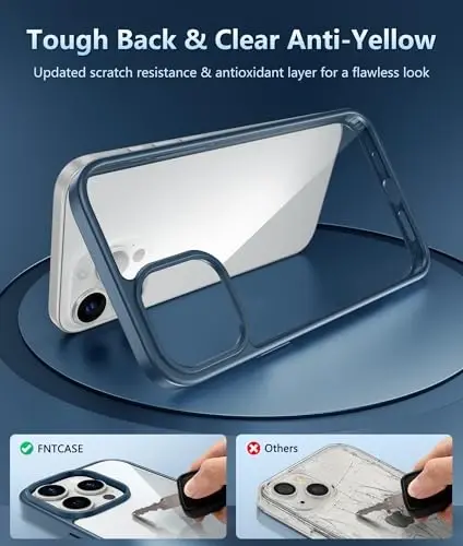 FNTCASE iPhone 12 Pro-Max uchun g'ilof: Magsafe bilan mos keladigan shaffof telefon g'iloflari, ingichka, sarg'ayishga qarshi, harbiy darajadagi tushishdan himoya, mustahkam zarbga chidamli shaffof telefon qopqog'i (D-ko'k) - 3