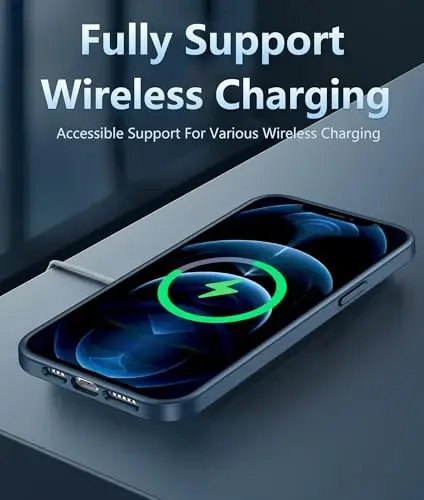 FNTCASE iPhone 12 Pro-Max uchun g'ilof: Magsafe bilan mos keladigan shaffof telefon g'iloflari, ingichka, sarg'ayishga qarshi, harbiy darajadagi tushishdan himoya, mustahkam zarbga chidamli shaffof telefon qopqog'i (D-ko'k) - 4