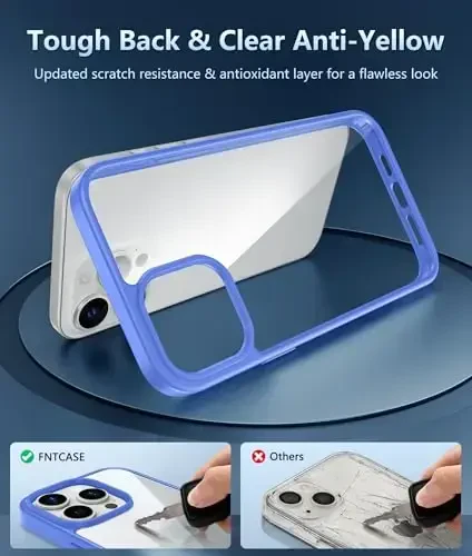 FNTCASE iPhone 12 Pro-Max uchun g‘ilof: Magsafe bilan mos keladigan shaffof telefon g‘iloflari ingichka sarg‘ayishga qarshi harbiy darajadagi zarbadan himoya qiluvchi mustahkam himoya shaffof mobil telefon qopqog‘i (D-Ultramarin) - 3