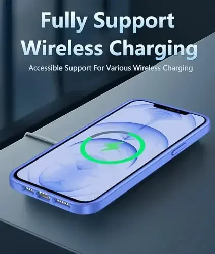 FNTCASE iPhone 12 Pro-Max uchun g‘ilof: Magsafe bilan mos keladigan shaffof telefon g‘iloflari ingichka sarg‘ayishga qarshi harbiy darajadagi zarbadan himoya qiluvchi mustahkam himoya shaffof mobil telefon qopqog‘i (D-Ultramarin) - 4