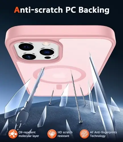 FNTCASE iPhone 12 Pro-Max uchun g'ilof: Magsafe bilan mos keluvchi mat magnitli telefon g'iloflari, ingichka, sarg'ayishga qarshi, harbiy darajadagi tushishdan himoya, mustahkam himoya, yarim shaffof telefon g'ilofi (C-Pushti) - 5