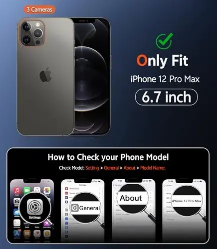 FNTCASE iPhone 12 Pro-Max uchun g'ilof: Magsafe bilan mos keluvchi mat magnitli telefon g'iloflari, ingichka, sarg'ayishga qarshi, harbiy darajadagi tushishdan himoya, mustahkam himoya, yarim shaffof uyali telefon qopqog'i (C-Qora) - 2