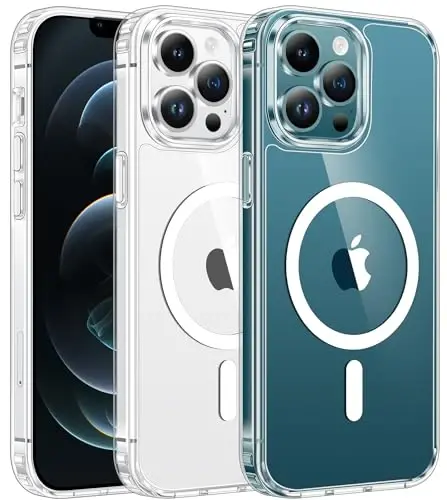 FNTCASE iPhone 12 Pro-Max uchun g‘ilof: Magsafe bilan mos keluvchi shaffof magnit telefon g‘iloflari Yaxshilikka qarshi ingichka harbiy standartdagi tushishdan himoya Qattiq himoya shaffof mobil telefon qopqog‘i (A-Shaffof) 