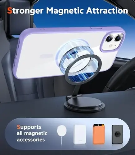 FNTCASE iPhone 12 uchun g'ilof: iPhone 12 Pro g'ilofi magnitli telefon g'iloflari Magsafe bilan mos keladi, yupqa, sarg'ayishga qarshi, harbiy darajadagi tushishdan himoya qiluvchi shaffof himoya g'ilofi (Och binafsha rang) - 4