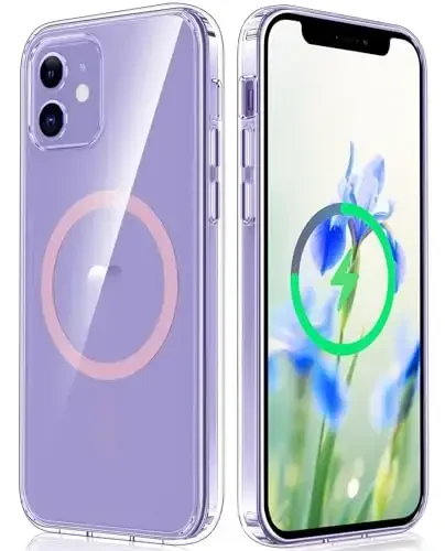 FNTCASE iPhone 12 uchun G'ilof Shaffof: iPhone 12 Pro G'ilof Magnitli Telefon G'iloflari Magsafe Yupqa Sariqlikka Qarshi Harbiy Standartga Mos Tushishdan Himoya Qo'pol Himoya Shaffof Qopqoq (D-Pushti) 