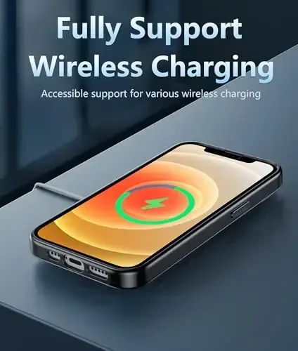 FNTCASE iPhone 12 uchun g'ilof Shaffof: iPhone 12 Pro uchun g'ilof Magsafe bilan mos keluvchi Magnit telefon g'iloflari Yupqa sarg'ayishga qarshi Harbiy darajadagi tushishga chidamli mustahkam shaffof mobil g'ilof (B-Qora) - 6