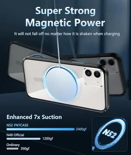 FNTCASE iPhone 12 uchun g'ilof Shaffof: iPhone 12 Pro uchun g'ilof Magsafe bilan mos keluvchi Magnit telefon g'iloflari Yupqa sarg'ayishga qarshi Harbiy darajadagi tushishga chidamli mustahkam shaffof mobil g'ilof (B-Qora) - FNTCASE (1)