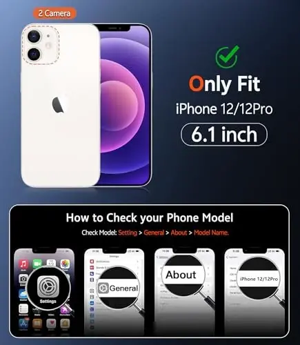 FNTCASE iPhone 12 uchun g'ilof Shaffof: iPhone 12 Pro uchun g'ilof Magsafe bilan mos keluvchi Magnit telefon g'iloflari Yupqa sarg'ayishga qarshi Harbiy darajadagi tushishga chidamli mustahkam shaffof mobil g'ilof (B-Qora) 