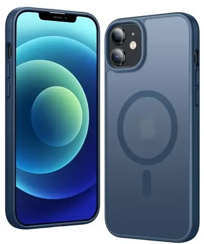 FNTCASE iPhone 12 uchun mat qop: iPhone 12 Pro uchun magnitli g'iloflar Magsafe bilan mos keladi, ingichka, sarg'ayishga qarshi, harbiy darajadagi tushishdan himoya, mustahkam himoya qiluvchi yarim shaffof qopqoq (C-ko'k) - FNTCASE (1)