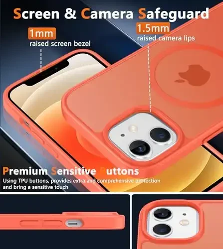FNTCASE iPhone 12 uchun telefon g'ilofi: iPhone 12 Pro uchun magnit mat teksturali harbiy darajadagi tushishdan himoya qiluvchi yarim shaffof telefon qopqog'i - ingichka bardoshli zarbaga chidamli himoya bamperi - 6