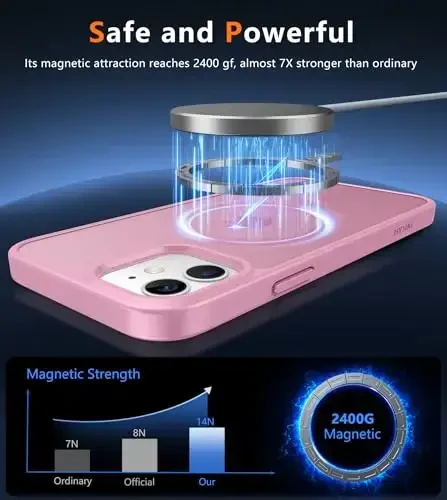 FNTCASE iPhone 12 uchun telefon g'ilofi: iPhone 12 Pro uchun magnitli mat teksturali harbiy darajadagi tushishdan himoya qiluvchi yarim shaffof g'ilof - Ingichka bardoshli zarbga chidamli himoya bamperi - 4