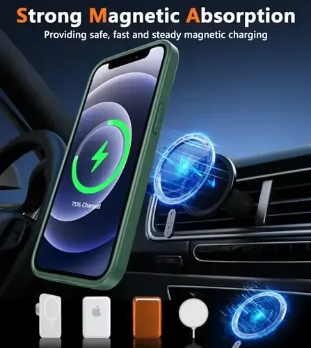 FNTCASE iPhone 12 uchun telefon g‘ilofi: iPhone 12 Pro uchun magnitli mat teksturali harbiy darajadagi tushishdan himoya qiluvchi yarim shaffof g‘ilof - ingichka, bardoshli, zarbga chidamli himoya bamperi - 4