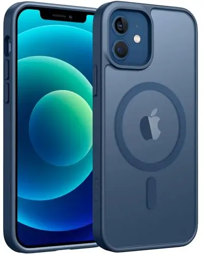 FNTCASE iPhone 12 uchun telefon g'ilofi: iPhone 12 Pro uchun magnitli matli teksturali harbiy darajadagi tushishdan himoya qiluvchi yarim shaffof mobil qopqoq - ingichka, bardoshli zarbga chidamli himoya bamperi 