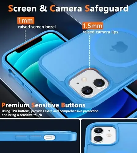 FNTCASE iPhone 12 uchun telefon g‘ilofi: iPhone 12 Pro uchun Magnitli mato teksturali harbiy darajadagi tushishdan himoya qiluvchi shaffof g‘ilof - Yengil bardoshli zarbaga chidamli himoya tamponi - 6