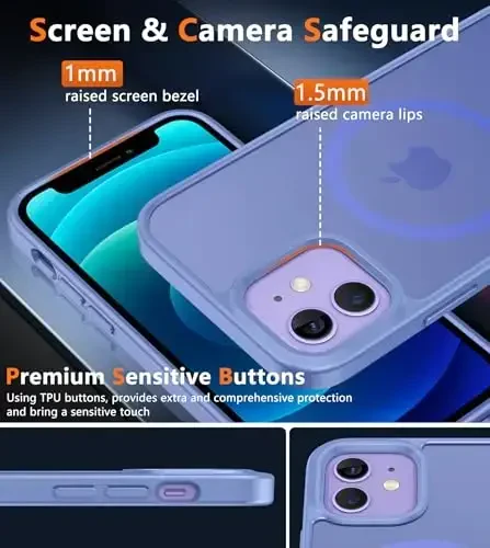 FNTCASE iPhone 12 uchun telefon qutisi: iPhone 12 Pro uchun magnitli mat teksturali harbiy darajadagi tushishdan himoya qiluvchi yarim shaffof mobil telefon qopqog'i - ingichka bardoshli zarbga chidamli himoya bamperi - 6