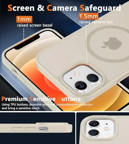 FNTCASE iPhone 12 uchun telefon qutisi: iPhone 12 Pro uchun magnitli mat teksturali harbiy standartga mos tushishdan himoya qiluvchi yarim shaffof g'ilof - ingichka, bardoshli zarbaga chidamli himoya bamperi - 6