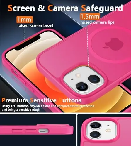 FNTCASE iPhone 12 uchun telefon qutisi: iPhone 12 Pro uchun Magnitli matli teksturali harbiy darajadagi tushishdan himoya qiluvchi yarim shaffof g'ilof - ingichka bardoshli zarbga chidamli himoya bamperi - 6
