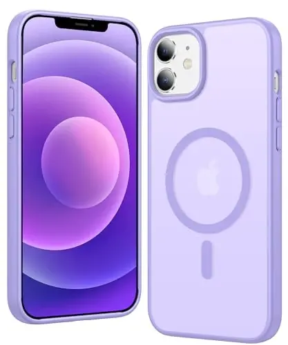 FNTCASE iPhone 13 Mini Kılıf: iPhone 12 Mini Kılıf Mat Manyetik Telefon Kılıfları Magsafe ile Uyumlu İnce Sararmaya Dayanıklı Askeri Sınıf Düşmeye Karşı Dayanıklı Yarı Saydam Koruyucu Kılıf (C-Mor) 