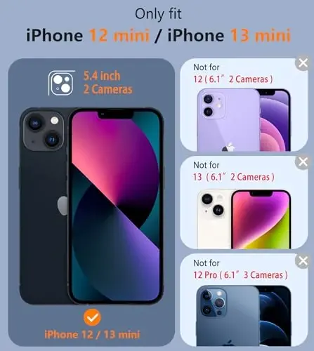 FNTCASE iPhone 13 Mini Kılıfı: iPhone 12 Mini Kılıfı Çift Katmanlı Mıknatıslı Telefon Kılıfları, Magsafe Uyumlu Askeri Sınıf Düşmeye Dayanıklı Tampon Sert Koruyucu Cep Telefonu Kapağı (Siyah) - 2