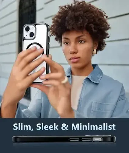 FNTCASE iPhone 13 Mini uchun g'ilof: iPhone 12 Mini magnitli ingichka shaffof g'ilof | Harbiy darajadagi himoya va zarbga chidamli tushishdan himoya, sarg'ayishga qarshi shaffof yupqa telefon qopqog'i (B-qora) - 6