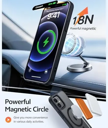 FNTCASE iPhone 13 Mini uchun g'ilof: iPhone 12 Mini magnitli mat harbiy darajadagi tushishdan himoya qiluvchi yarim shaffof mobil telefon qopqog'i - ingichka, mustahkam, zarbga chidamli bamper g'ilof - 3