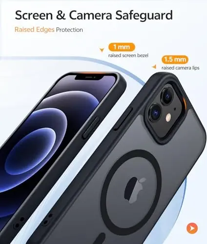 FNTCASE iPhone 13 Mini uchun g'ilof: iPhone 12 Mini magnitli mat harbiy darajadagi tushishdan himoya qiluvchi yarim shaffof mobil telefon qopqog'i - ingichka, mustahkam, zarbga chidamli bamper g'ilof - 4