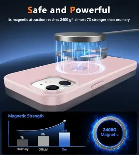 FNTCASE iPhone 13 Mini uchun g'ilof: iPhone 12 Mini magnitli mat harbiy darajadagi tushishdan himoya qiluvchi yarim shaffof mobil telefon qopqog'i - Ingichka, mustahkam, zarbga chidamli bamper g'ilof - 3