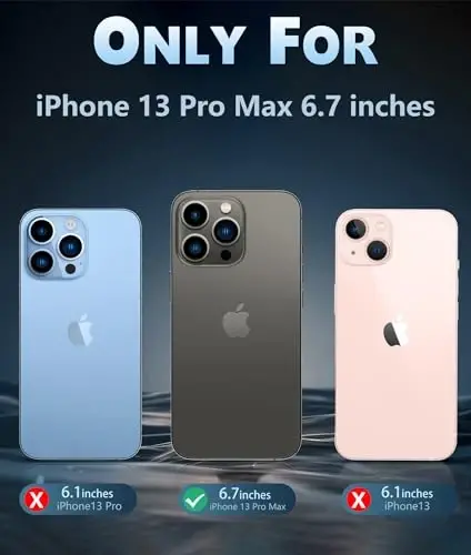 FNTCASE iPhone 13 Pro-Max uchun g'ilof: Sariqlikka qarshi ingichka shaffof g'ilof | Harbiy darajadagi himoya va zarbga chidamli yupqa shaffof telefon qopqog'i (D-Black) - FNTCASE (1)