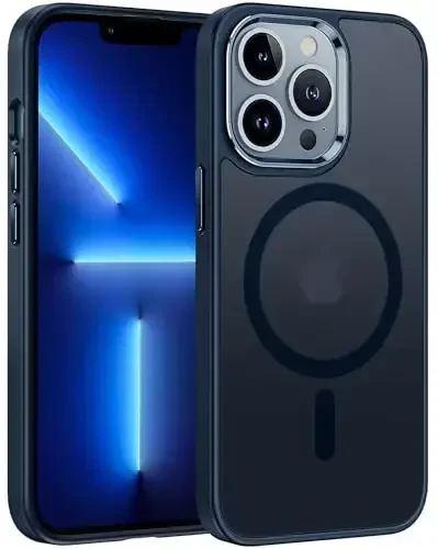 FNTCASE iPhone 13 Pro Max uchun telefon g'ilofi: Magnitli yarim shaffof mato tuzilishiga ega ingichka g'iloflar | Harbiy darajadagi himoya zarbaga chidamli mustahkam tushishga chidamli himoya muzli telefon qopqog'i 