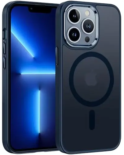 FNTCASE iPhone 13 Pro Max uchun telefon g'ilofi: Magnitli yarim shaffof mato tuzilishiga ega ingichka g'iloflar | Harbiy darajadagi himoya zarbaga chidamli mustahkam tushishga chidamli himoya muzli telefon qopqog'i - FNTCASE